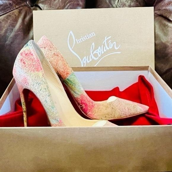 CHRISTIAN Louboutin So Kate, Multicolor Abstract Glitter Pumps, EU 39 120mm - Picture 3 of 8